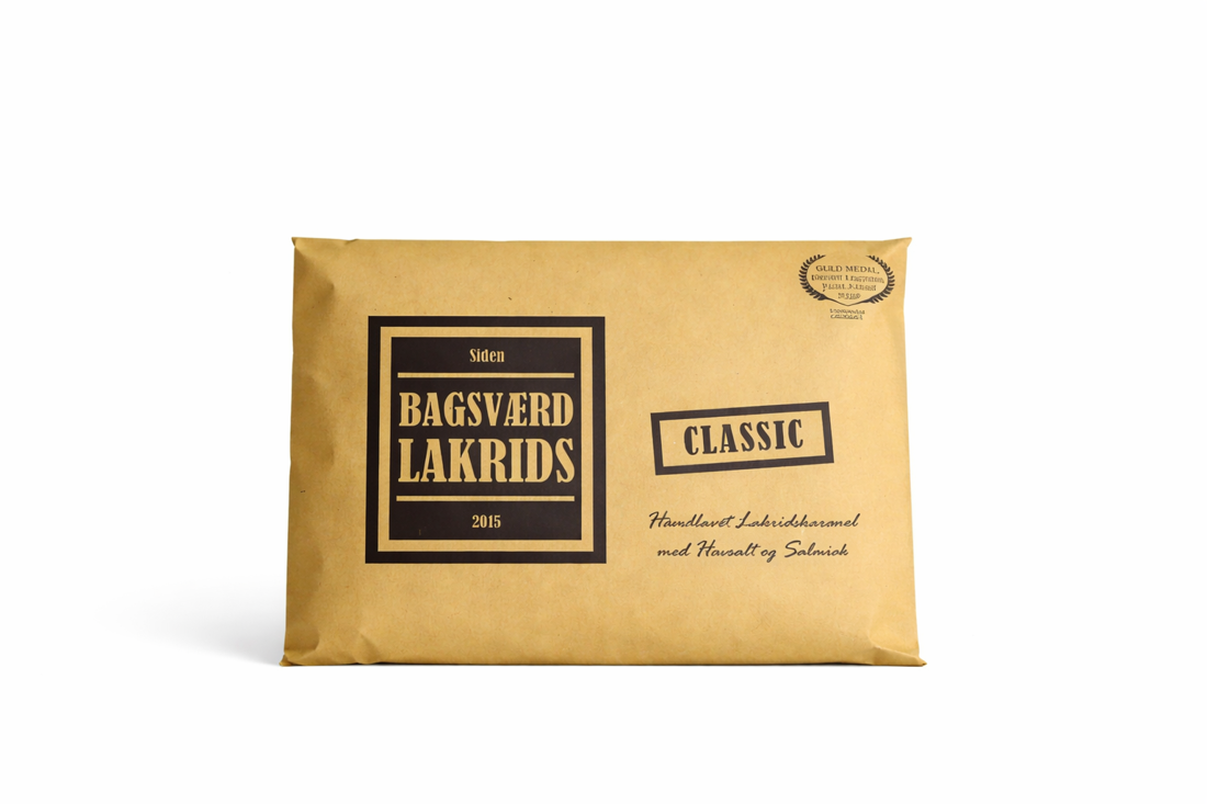 Bagsværd Lakrids Classic i den karakteristiske gullfargede pakken