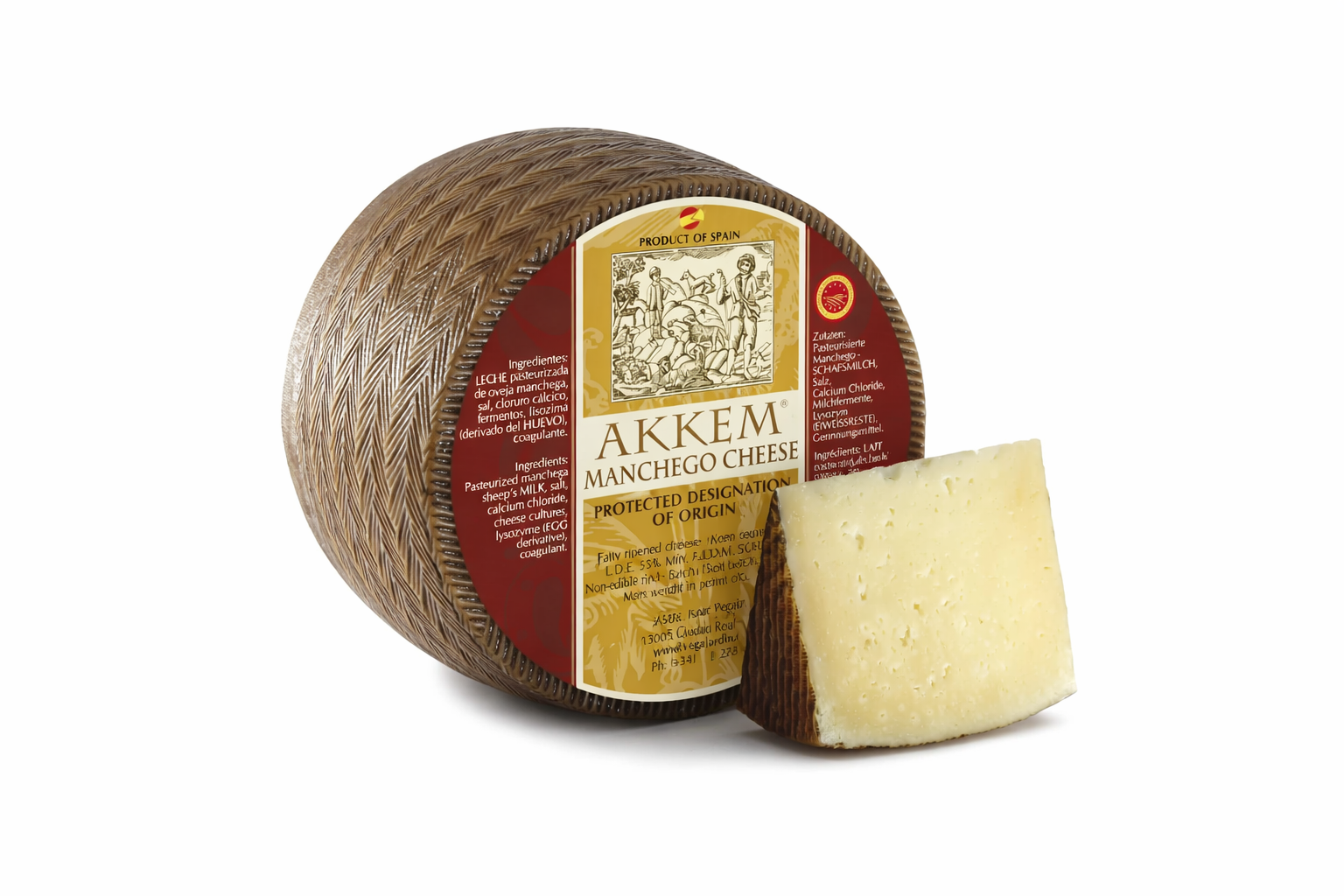 Manchego ost med tradisjonell etikett